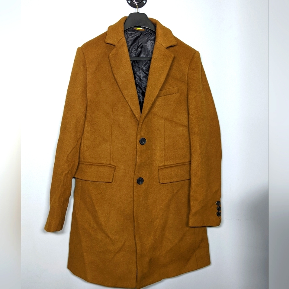 NEW Tan Mens Two button Wool Coat Sz small